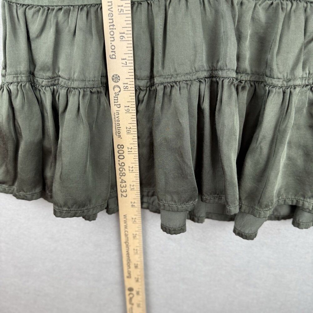 Maeve by Anthropologie Olive Green Peplum Ruffle Tiered V-Neck Top Sz S - Picture 4 of 7